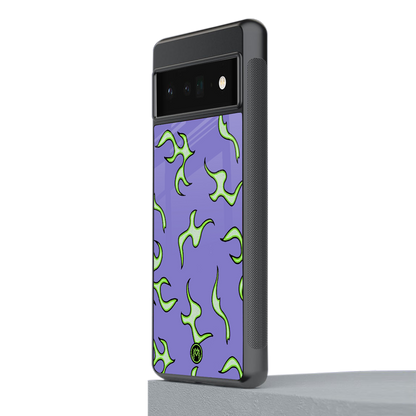 lil flames on purple back phone cover | glass case for google pixel 6 pro