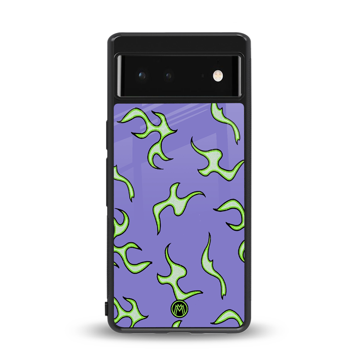 lil flames on purple back phone cover | glass case for google pixel 6