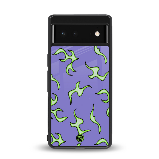 lil flames on purple back phone cover | glass case for Google Pixel 6A