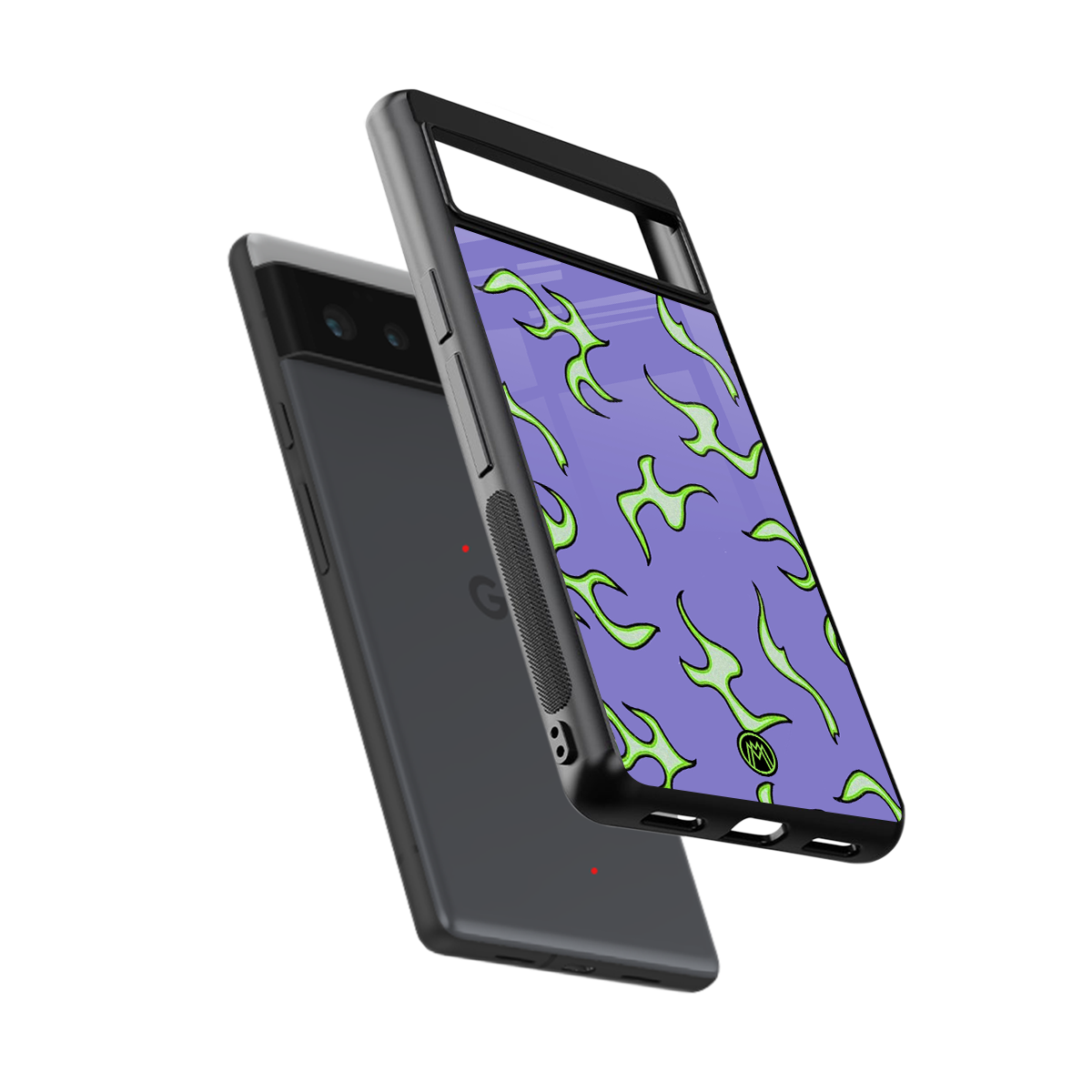 lil flames on purple back phone cover | glass case for google pixel 6