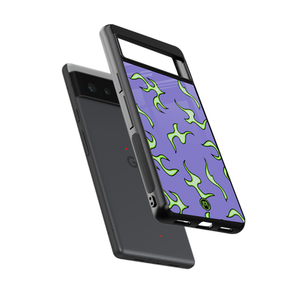 lil flames on purple back phone cover | glass case for Google Pixel 6A
