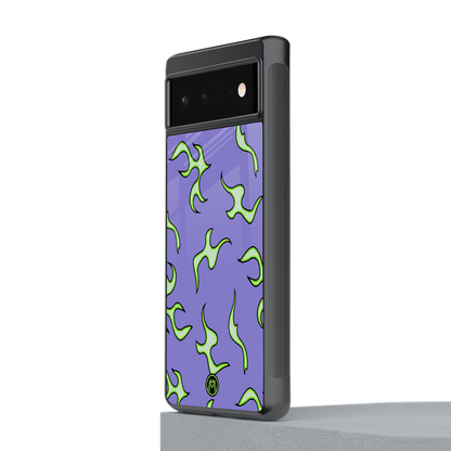 lil flames on purple back phone cover | glass case for Google Pixel 6A
