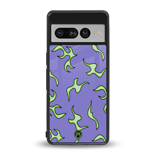 lil flames on purple back phone cover | glass case for google pixel 7 pro