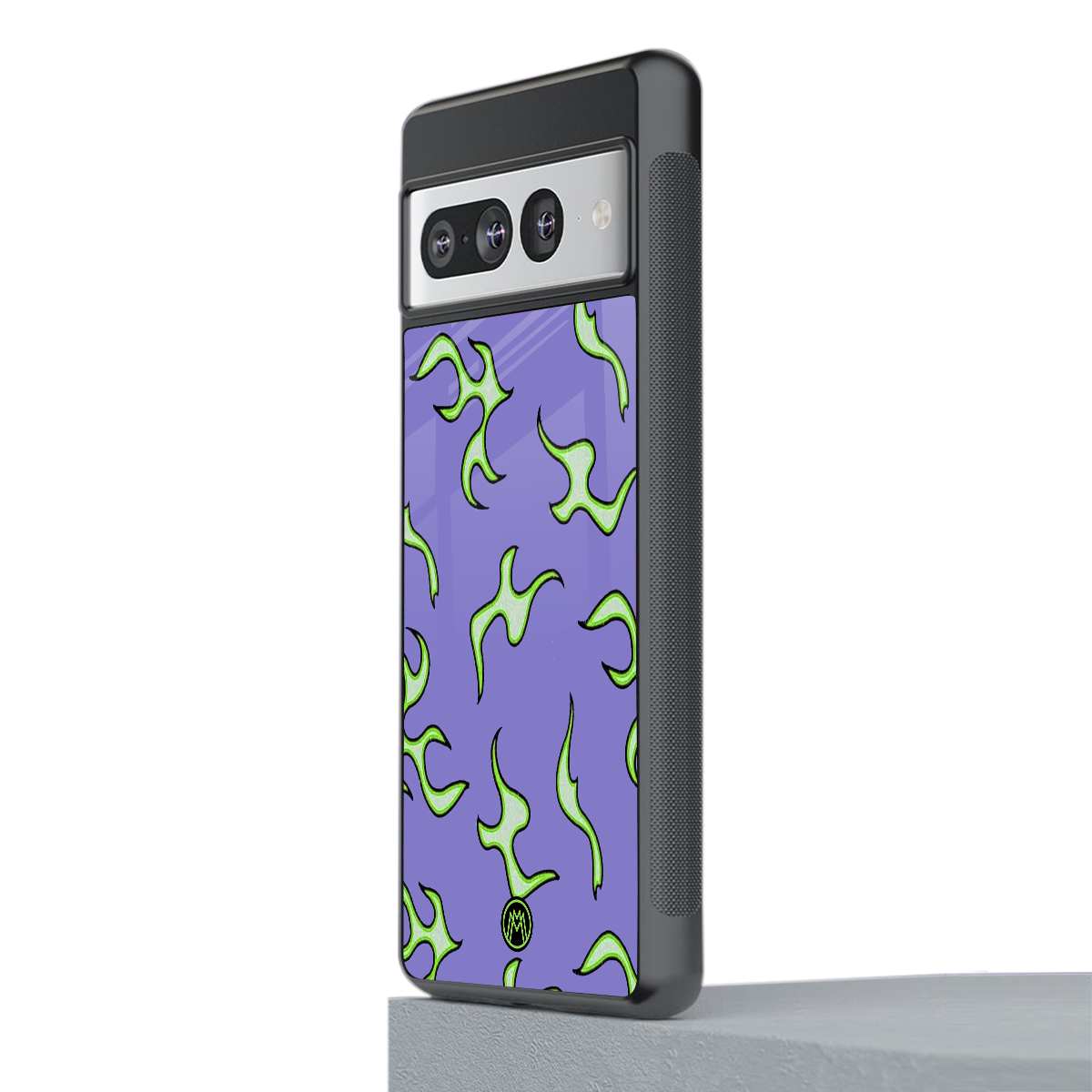 lil flames on purple back phone cover | glass case for google pixel 7 pro