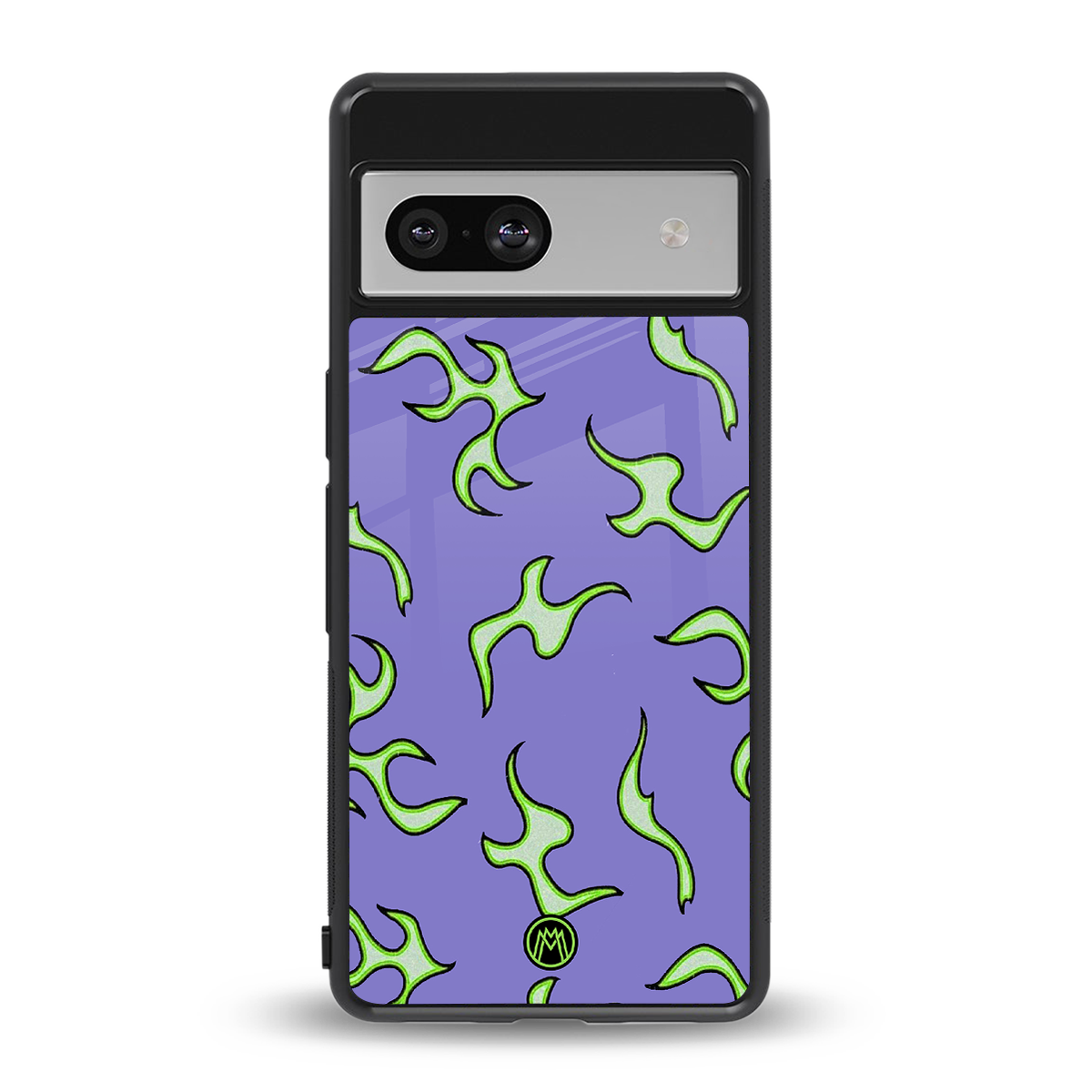 lil flames on purple back phone cover | glass case for Google Pixel 7