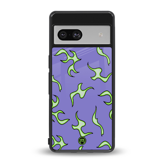 lil flames on purple back phone cover | glass case for Google Pixel 7A