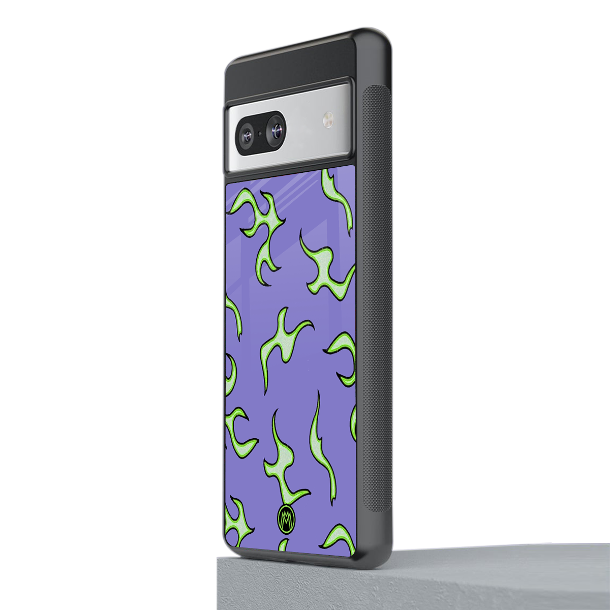 lil flames on purple back phone cover | glass case for Google Pixel 7