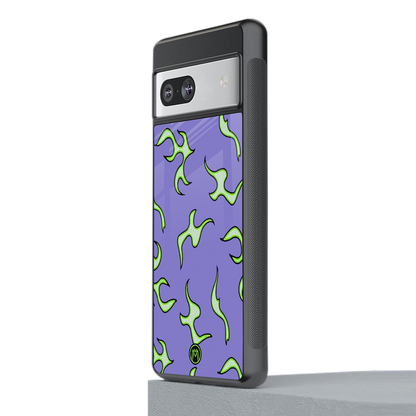 lil flames on purple back phone cover | glass case for Google Pixel 7