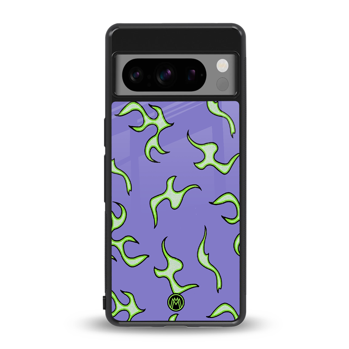 lil flames on purple back phone cover | glass case for google pixel 8 pro