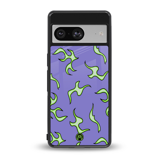 lil flames on purple back phone cover | glass case for Google Pixel 8