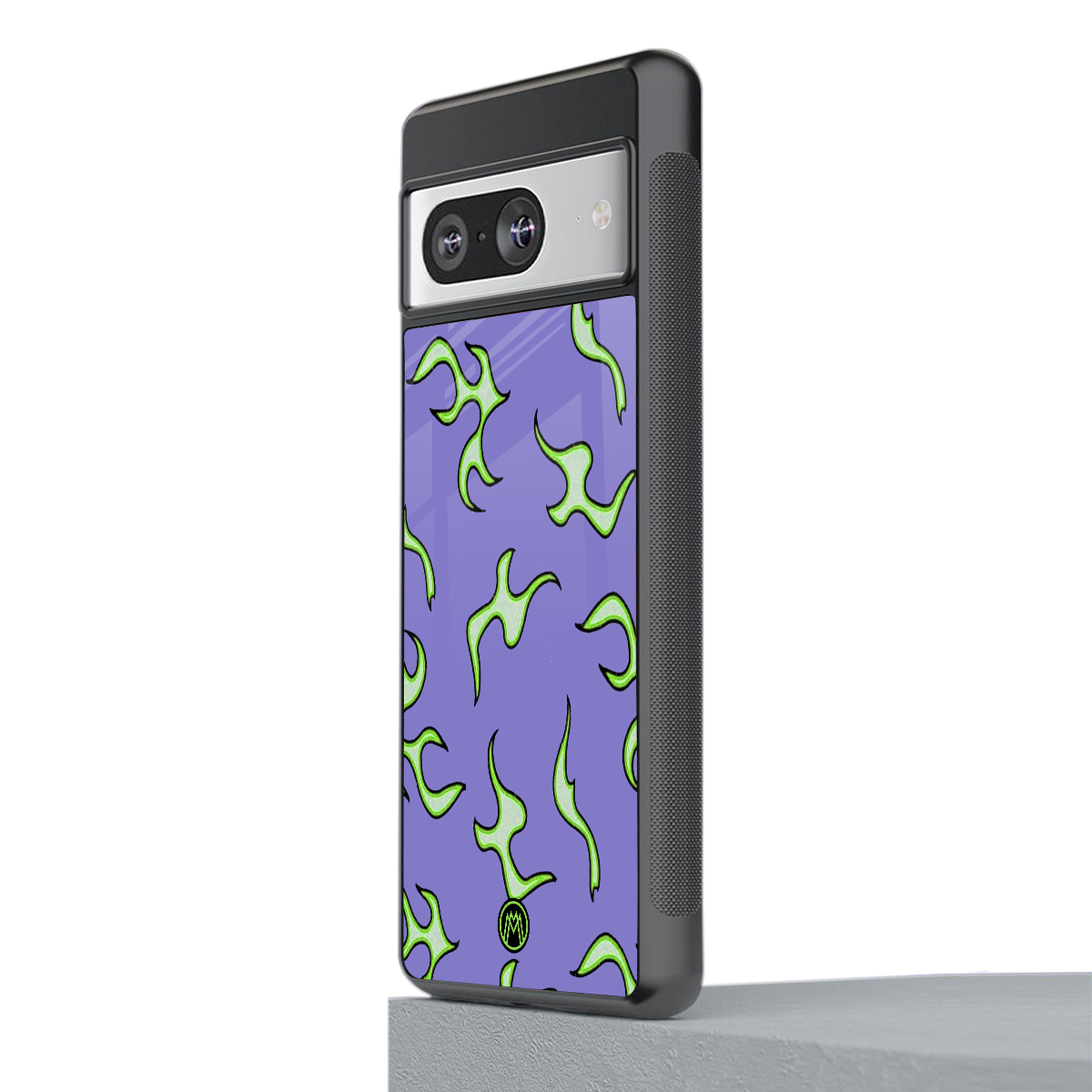lil flames on purple back phone cover | glass case for Google Pixel 8