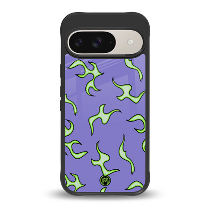 lil flames on purple back phone cover | glass case for google pixel 9