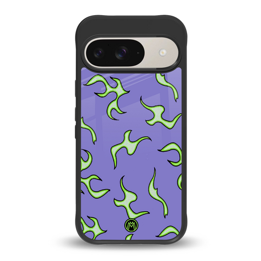lil flames on purple back phone cover | glass case for google pixel 9