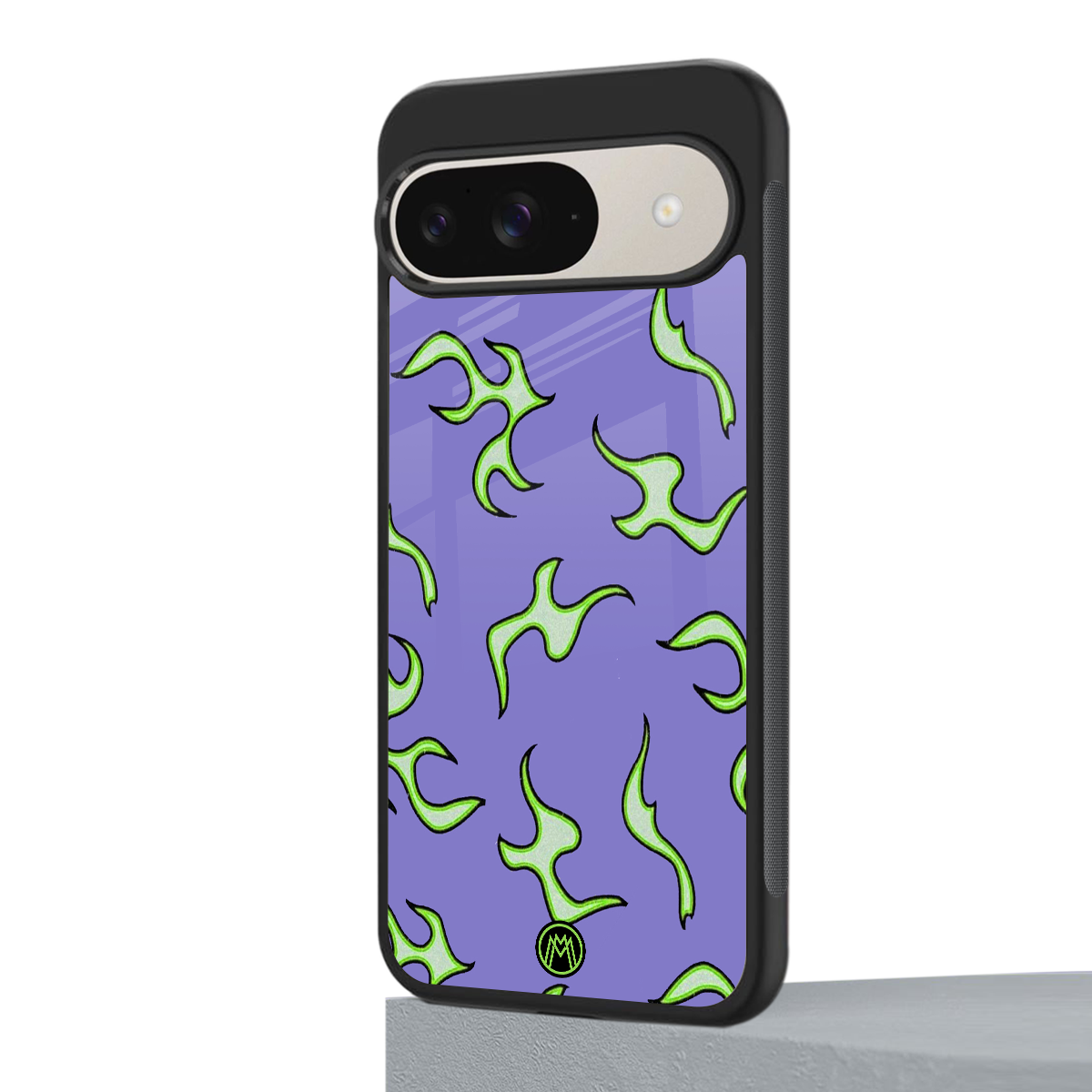 lil flames on purple back phone cover | glass case for google pixel 9
