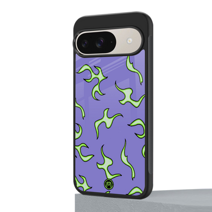 lil flames on purple back phone cover | glass case for google pixel 9