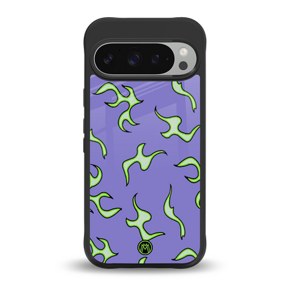 lil flames on purple back phone cover | glass case for google pixel 9 pro xl