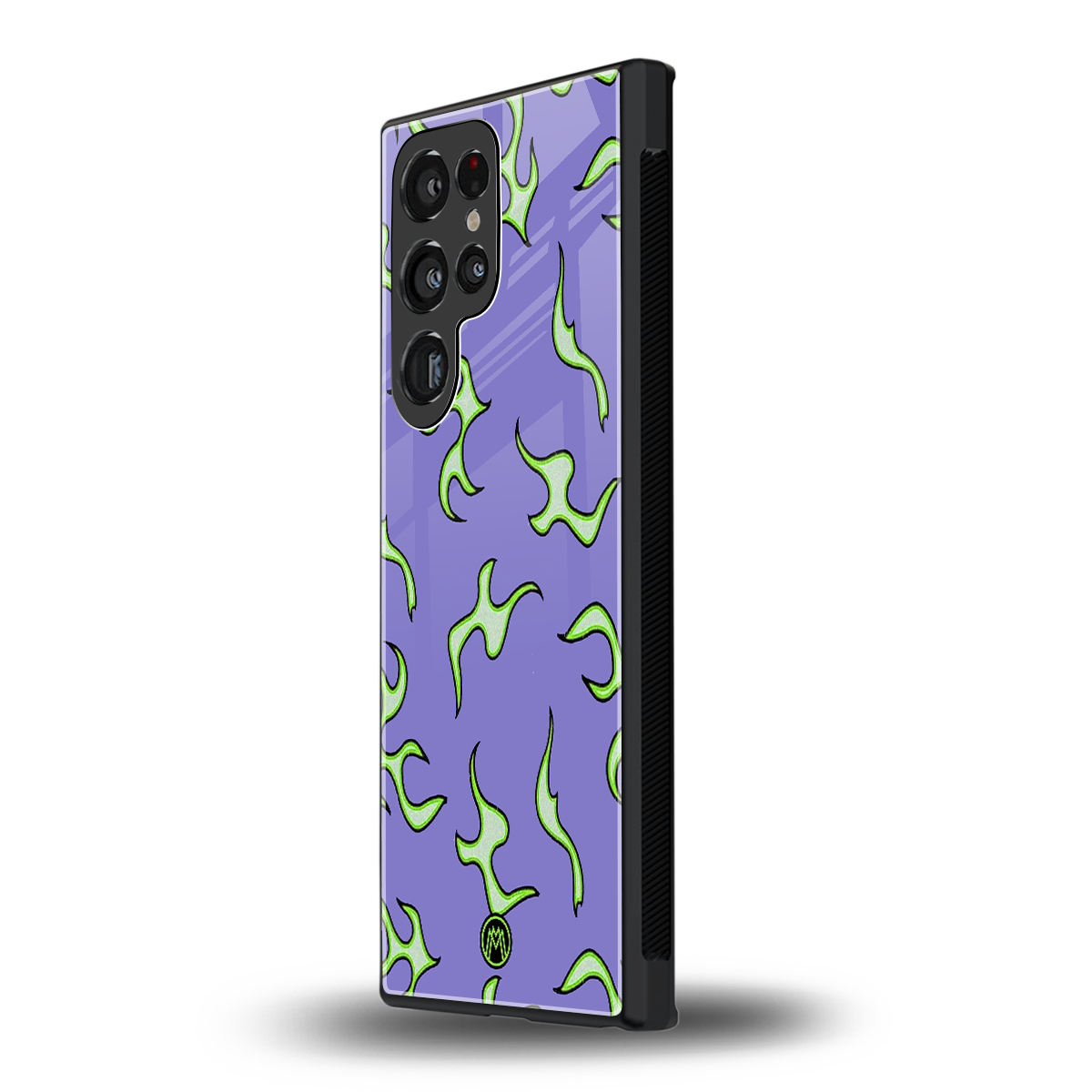 lil flames on purple back phone cover | glass case for samsung galaxy s23 ultra