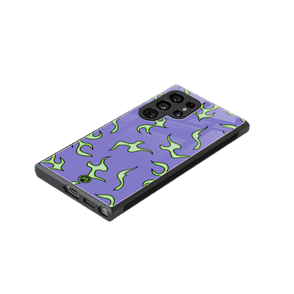 lil flames on purple back phone cover | glass case for samsung galaxy s24 ultra
