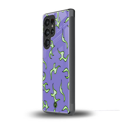 lil flames on purple back phone cover | glass case for samsung galaxy s25 ultra