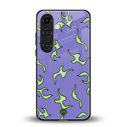 lil flames on purple back phone cover | glass case for samsung galaxy s24 plus