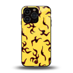lil flames on yellow back phone cover | glass case for iphone 13 pro