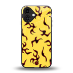 lil flames on yellow back phone cover | glass case for iphone 16