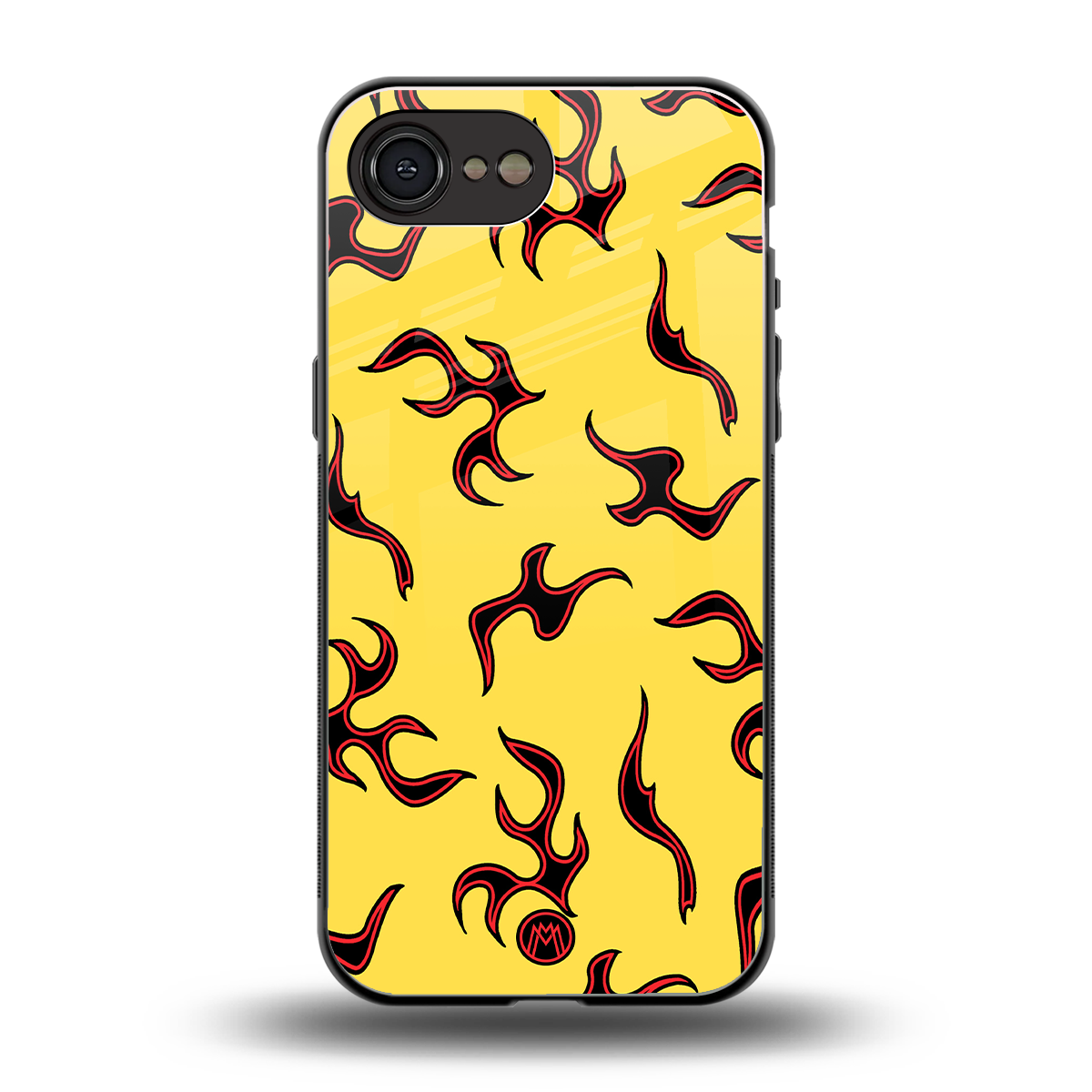 lil flames on yellow back phone cover | glass case for iphone 16e