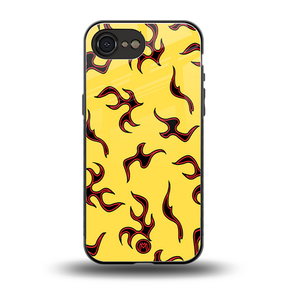 lil flames on yellow back phone cover | glass case for iphone 16e