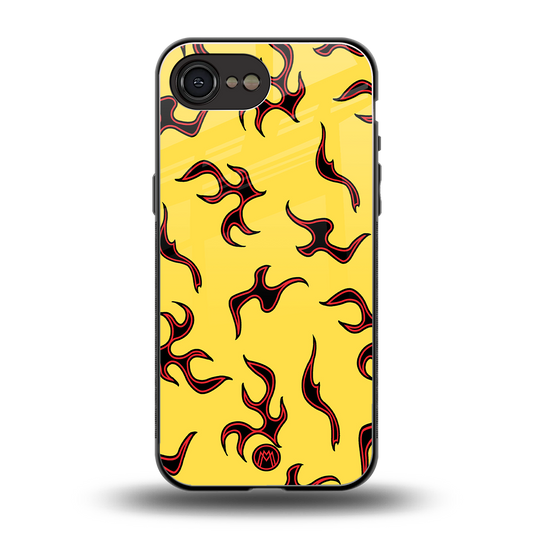 lil flames on yellow back phone cover | glass case for iphone 16e