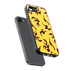 lil flames on yellow back phone cover | glass case for iphone 16e