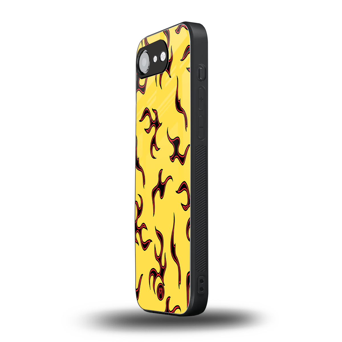 lil flames on yellow back phone cover | glass case for iphone 16e