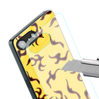 lil flames on yellow back phone cover | glass case for iphone 16e