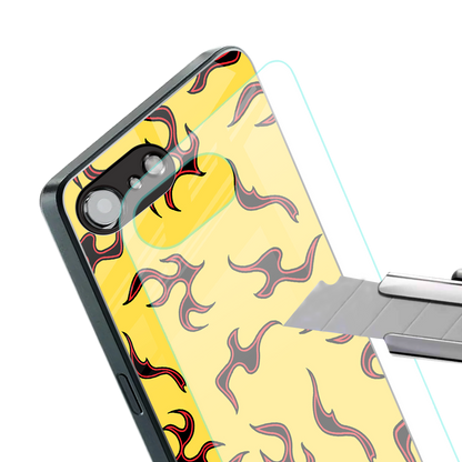 lil flames on yellow back phone cover | glass case for iphone 16e