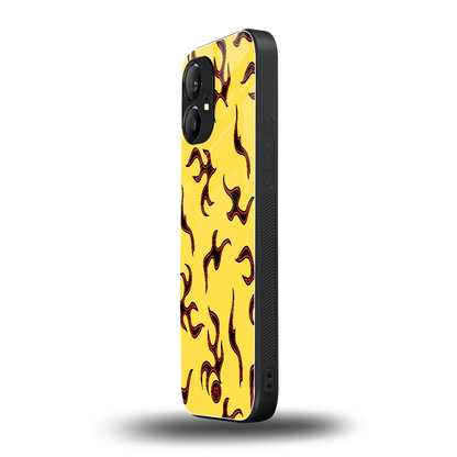 lil flames on yellow back phone cover | glass case for nothing phone 1