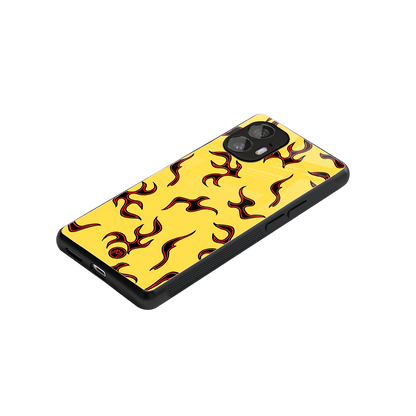 lil flames on yellow back phone cover | glass case for nothing phone 2
