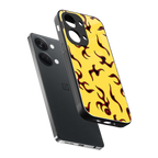 lil flames on yellow back phone cover | glass case for oneplus nord 3