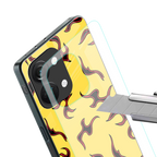 lil flames on yellow back phone cover | glass case for oneplus nord 3