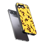 lil flames on yellow back phone cover | glass case for oneplus nord 4