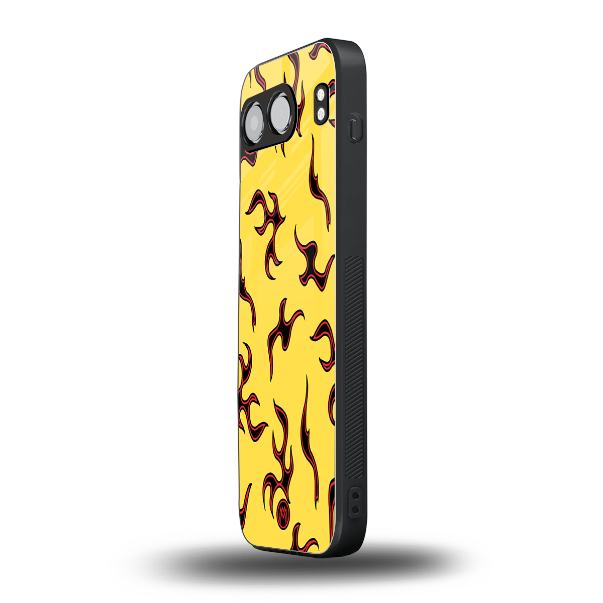 lil flames on yellow back phone cover | glass case for oneplus nord 4