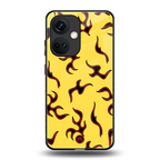 lil flames on yellow back phone cover | glass case for oneplus nord ce 3