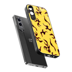 lil flames on yellow back phone cover | glass case for oneplus nord ce 4 lite