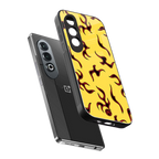 lil flames on yellow back phone cover | glass case for oneplus nord ce 4
