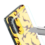 lil flames on yellow back phone cover | glass case for oneplus nord ce 4