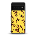lil flames on yellow back phone cover | glass case for google pixel 6 pro