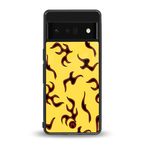 lil flames on yellow back phone cover | glass case for google pixel 6 pro