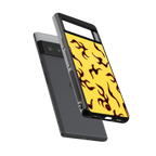 lil flames on yellow back phone cover | glass case for google pixel 6 pro