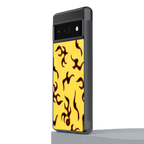 lil flames on yellow back phone cover | glass case for google pixel 6 pro