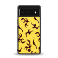 lil flames on yellow back phone cover | glass case for google pixel 6