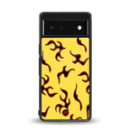 lil flames on yellow back phone cover | glass case for google pixel 6