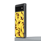 lil flames on yellow back phone cover | glass case for Google Pixel 6A
